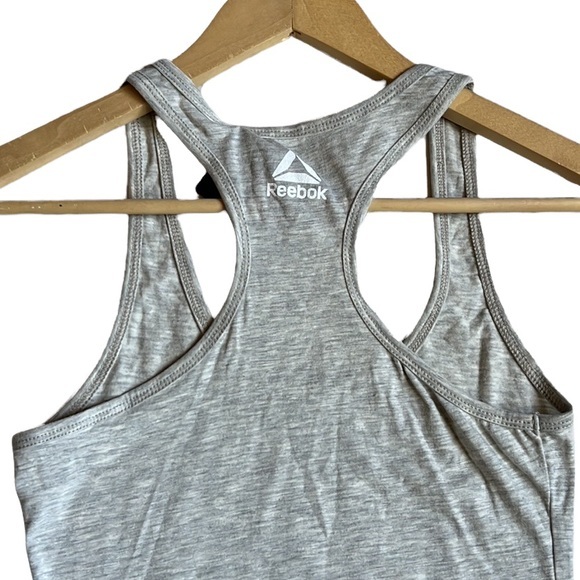 Reebok THIS IS MY SWEAT SHIRT Graphic Heathered Gray Tank Top Size Small New - Picture 7 of 9